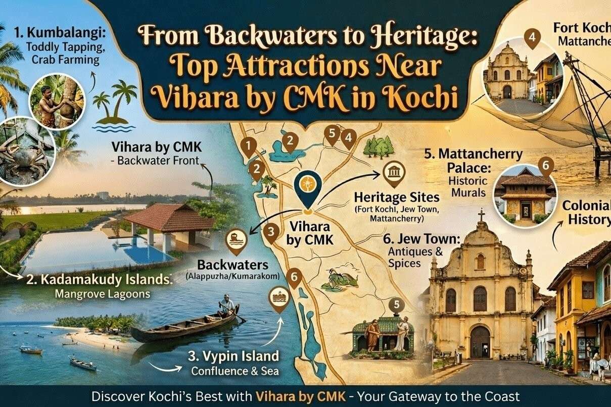 From Backwaters to Heritage: Top Attractions Near Vihara by CMK in Kochi